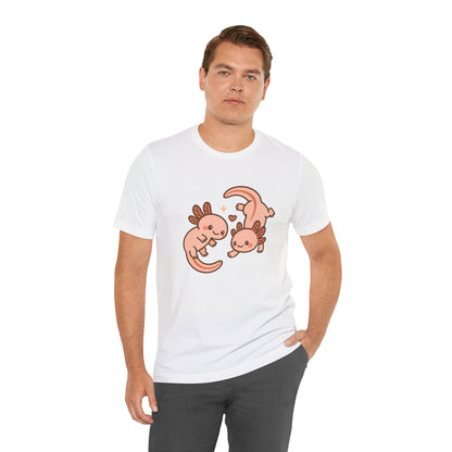 Kawaii Axolotl T-Shirt – Cute Tee with Smiling Axolotls - WhimSpin - https://whimspin.com