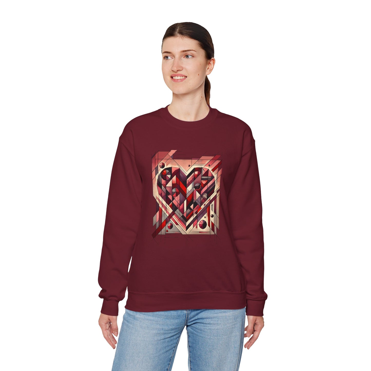 Cubist Heart Sweatshirt – Modern Art Valentine's Day Pullover