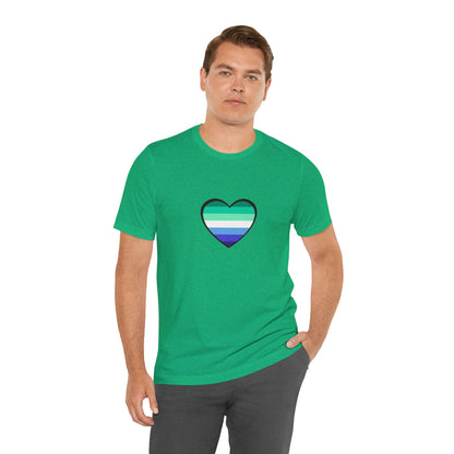 Gay Men’s Pride Flag Heart T-Shirt – LGBTQ+ Flag Design on Unisex Tee