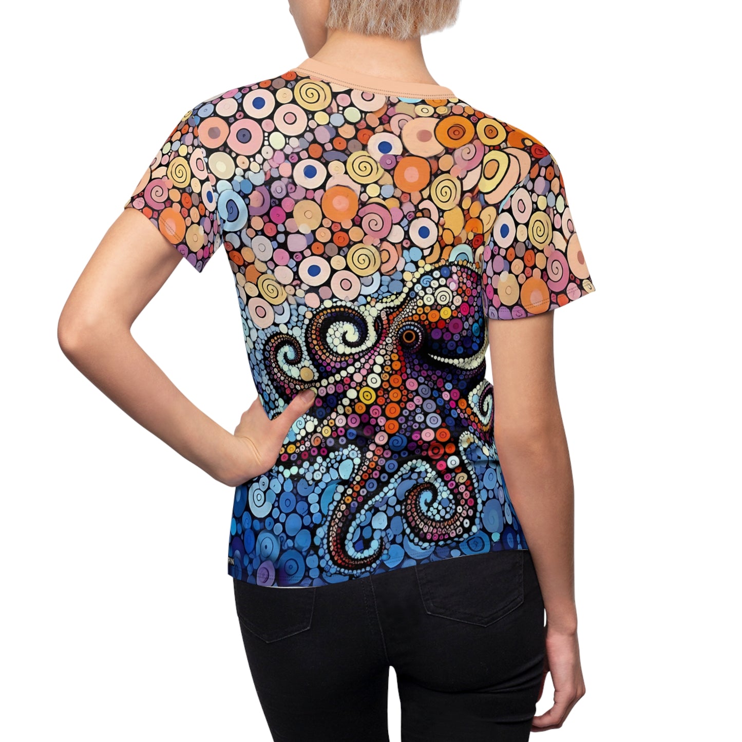 Dot Art Octopus Tee – Colorful All-Over Geometric Animal Shirt