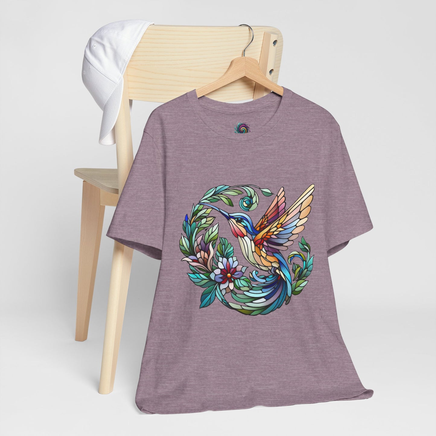 Stained Glass Hummingbird Tee – Vibrant Nature Shirt - WhimSpin - https://whimspin.com