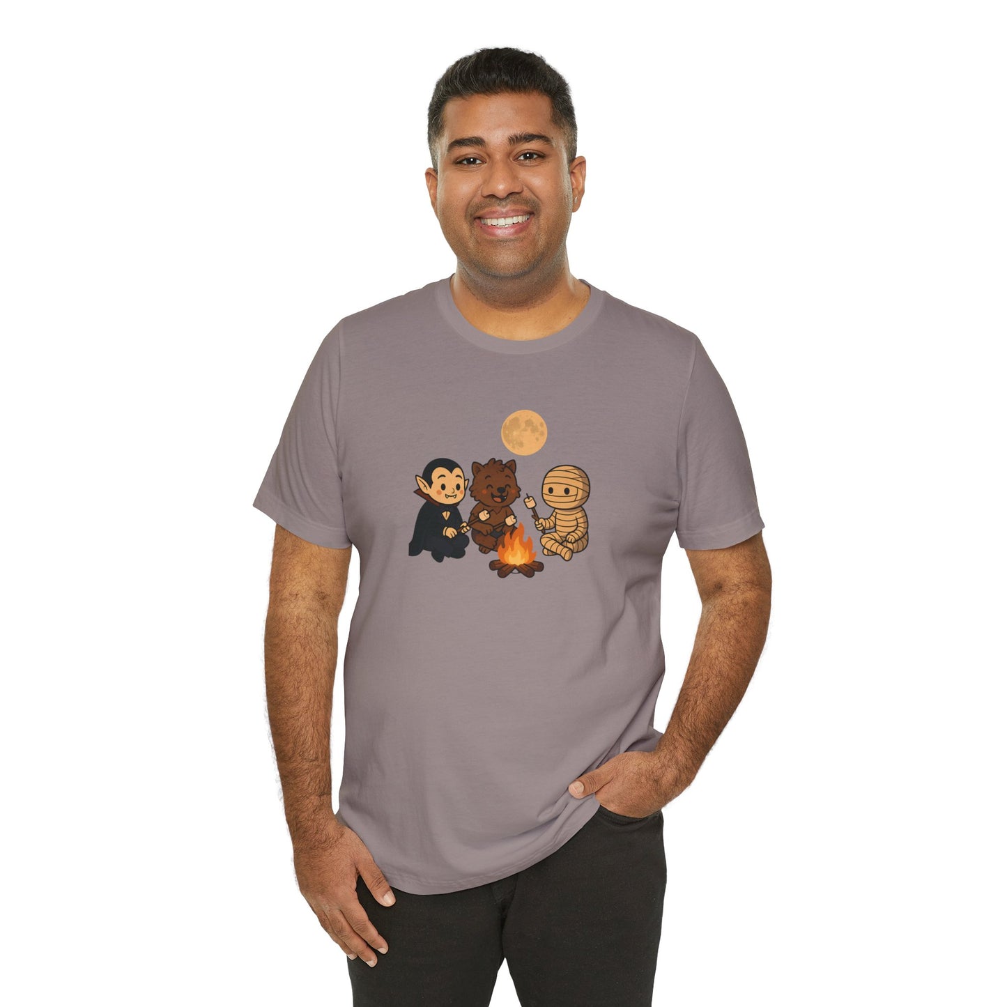 Halloween Monsters Campfire T-Shirt – Cute Monster Shirt with Roasting Marshmallows