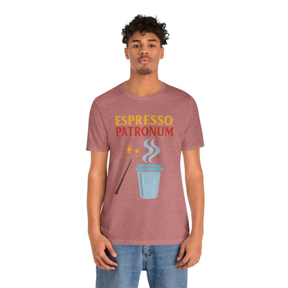 Espresso Patronum T-Shirt – Funny Coffee & Wizard Parody Tee