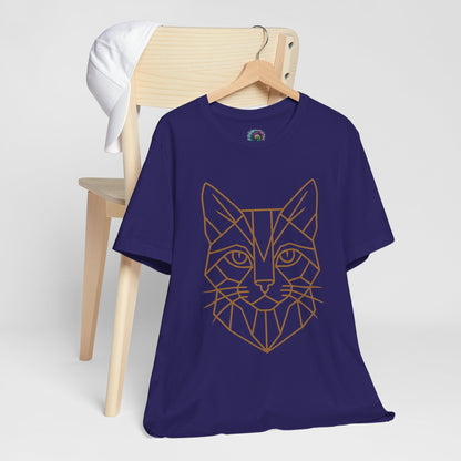 Geometric Cat T-Shirt – Minimalist Line Art Tee - WhimSpin - https://whimspin.com