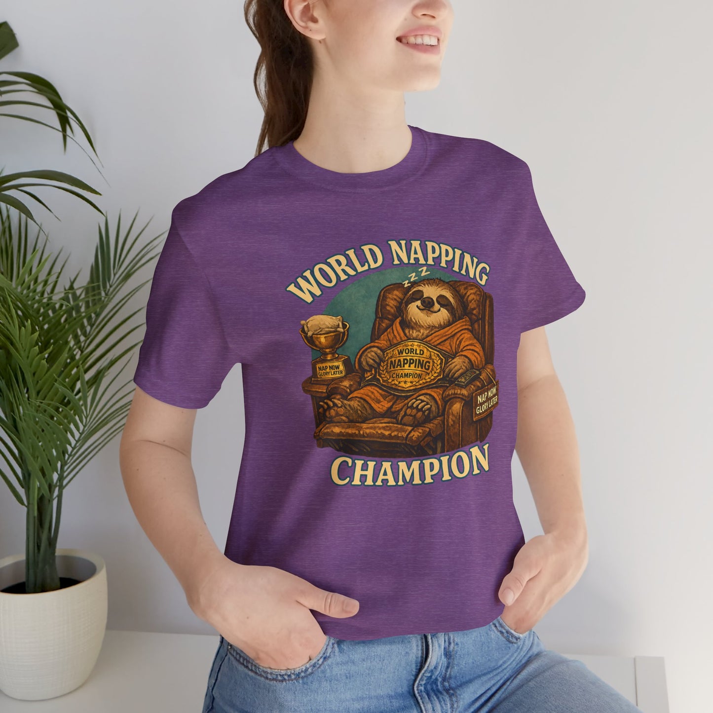 World Napping Champion T-Shirt – Funny Sloth Nap Tee