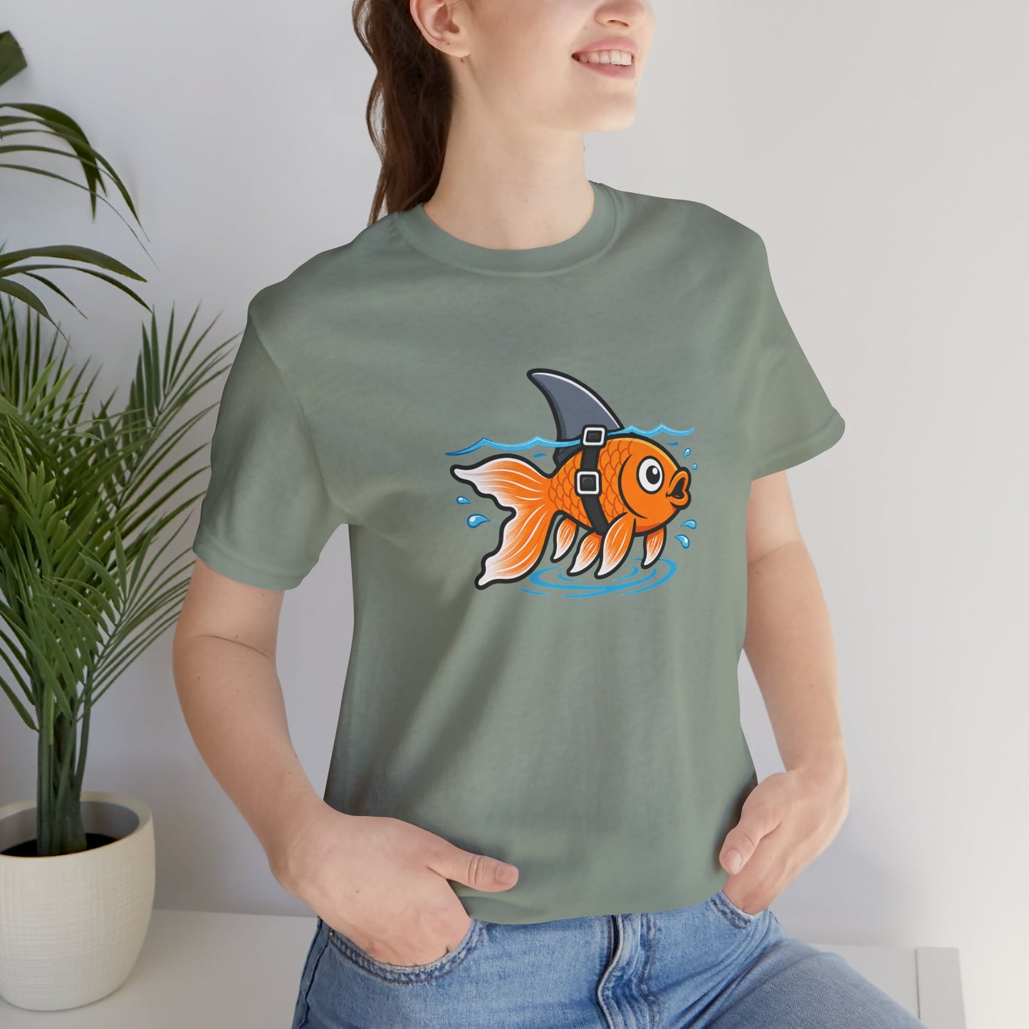 Goldfish Shark T-Shirt – Funny Fish Swimming  Graphic Tee