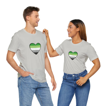 Aromantic Pride Heart T-Shirt – Minimalist Aro Flag LGBTQIA+ Tee
