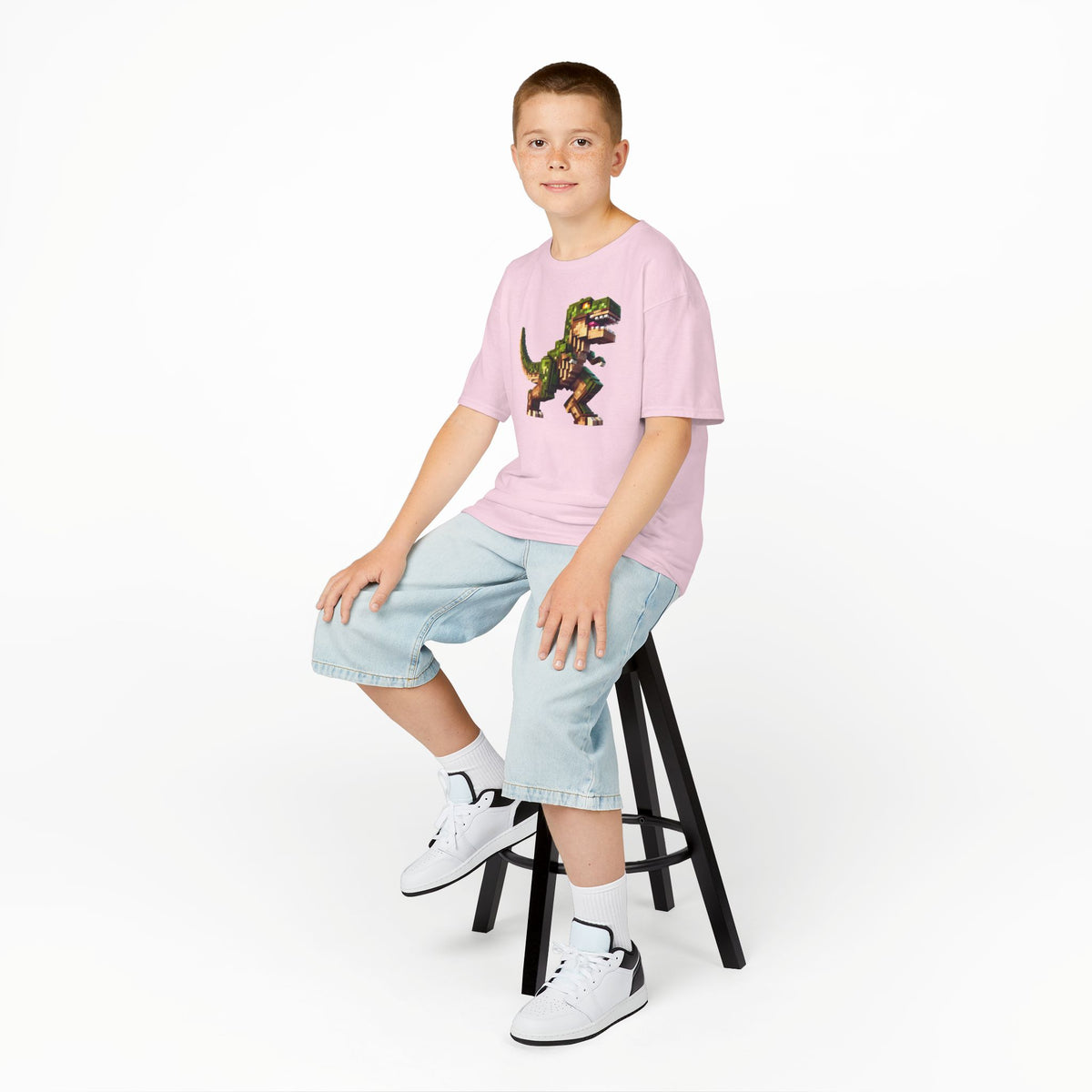 Pixel Dinosaur Kids T-Shirt – Retro Pixel T-Rex Gamer Tee