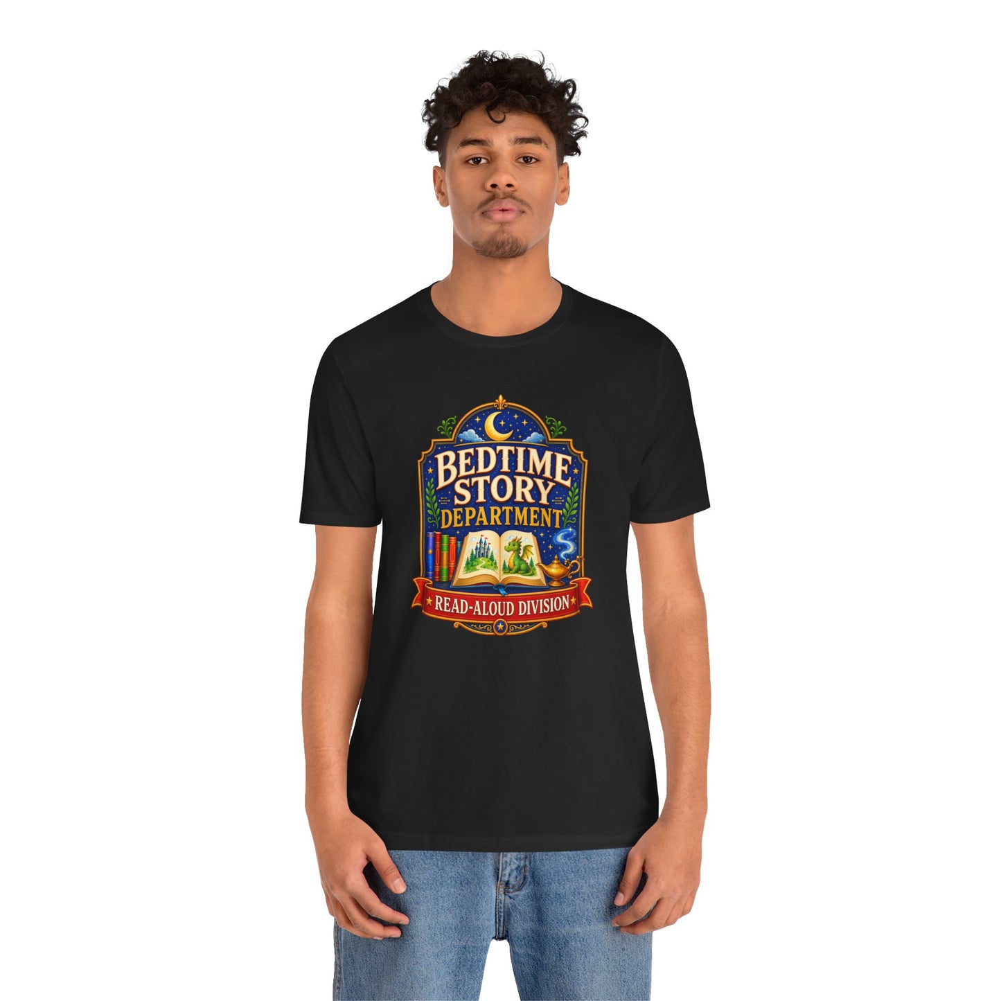 Bedtime Story Department T-Shirt – Read-Aloud Parent Tee