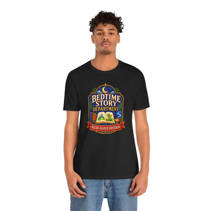 Bedtime Story Department T-Shirt – Read-Aloud Parent Tee