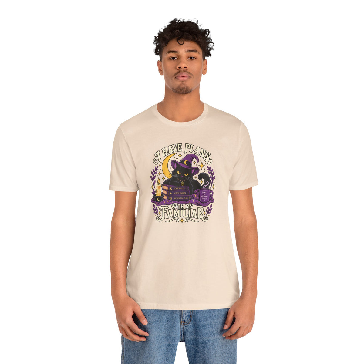 I Have Plans With My Familiar T-Shirt - Funny Witchy Introvert Cat Tee