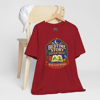 Bedtime Story Department T-Shirt – Read-Aloud Parent Tee