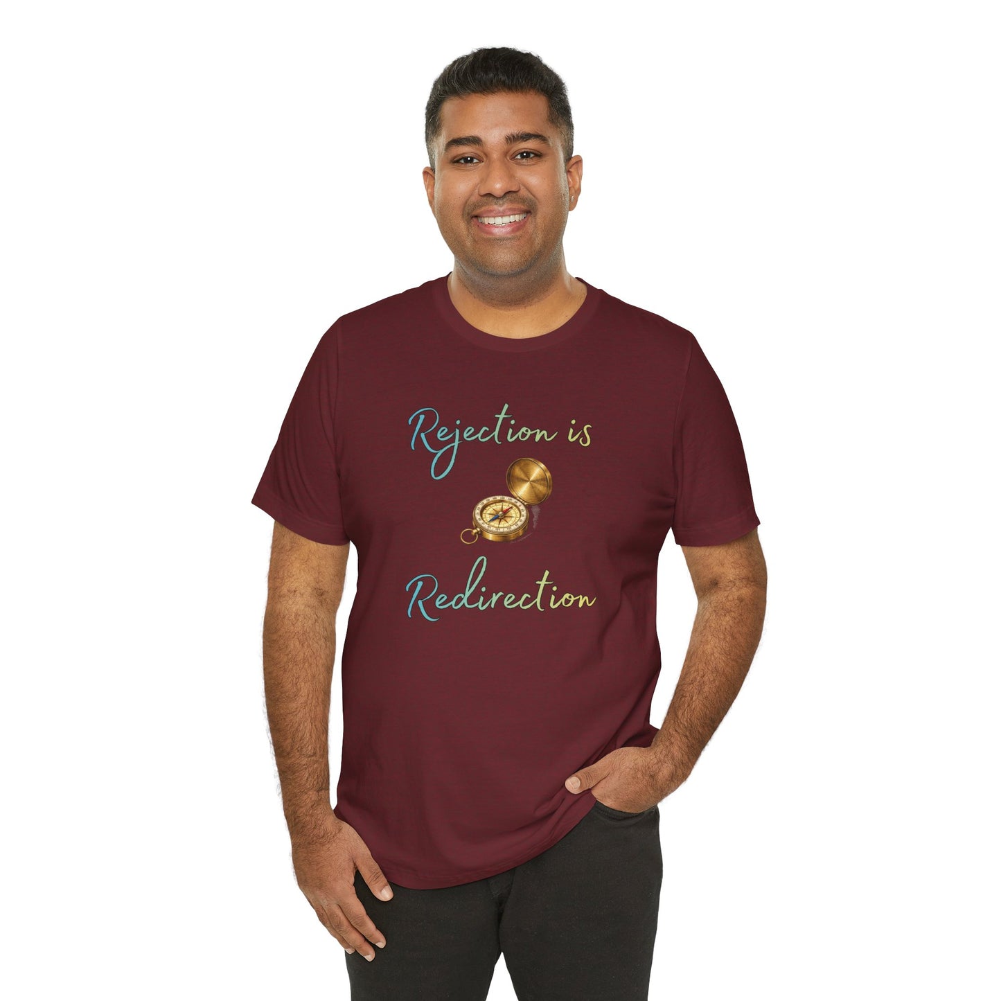 Rejection Is Redirection T-Shirt – Motivational Compass Quote Tee