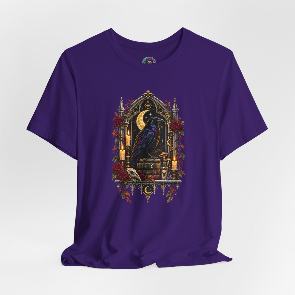 Raven’s Reliquary Tee – Gothic Moonlit Raven T-shirt