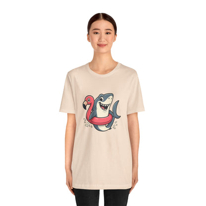 Shark & Flamingo Floatie T-Shirt – Funny Beach & Pool Day Tee