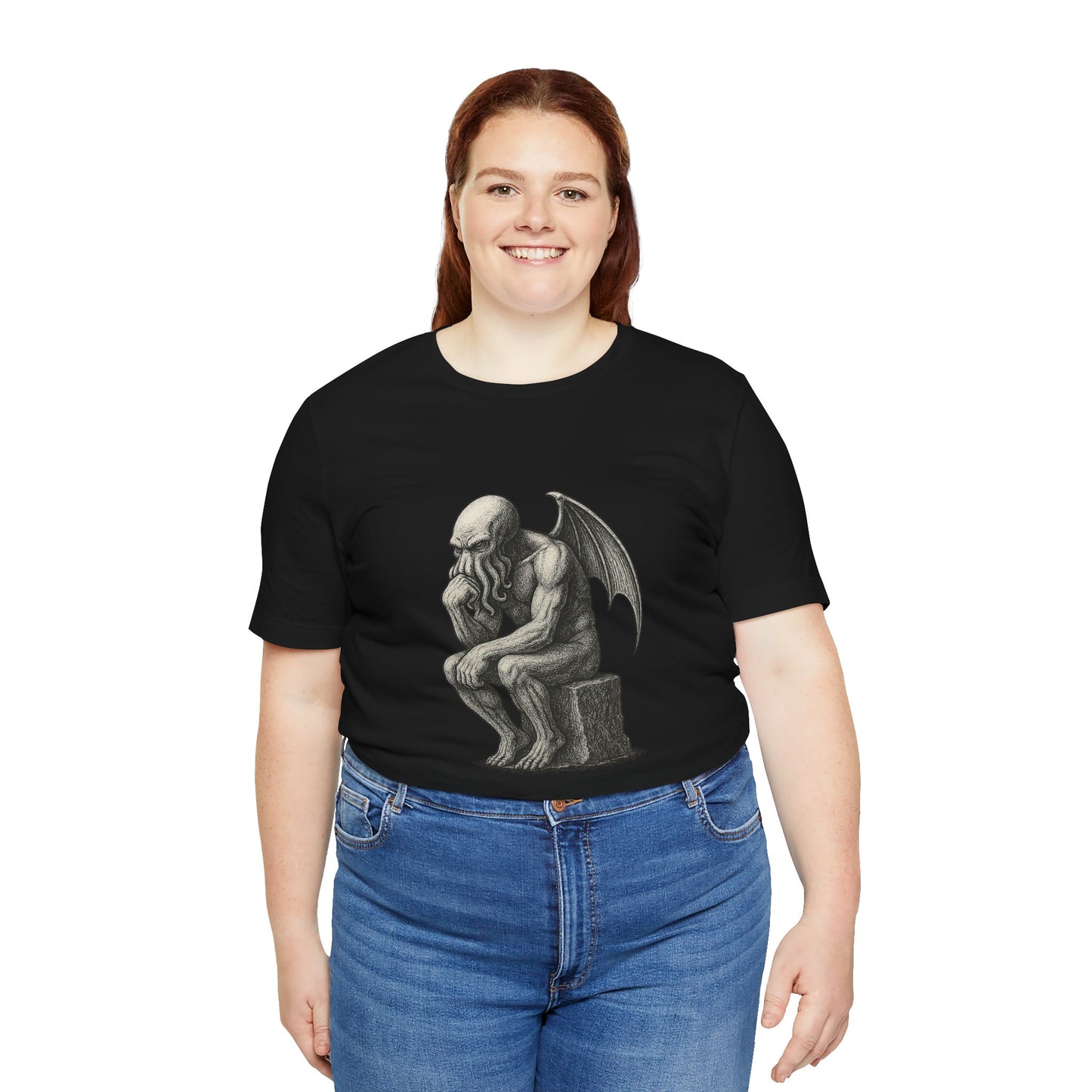 Cthulhu The Thinker Tee – Lovecraftian Parody Shirt