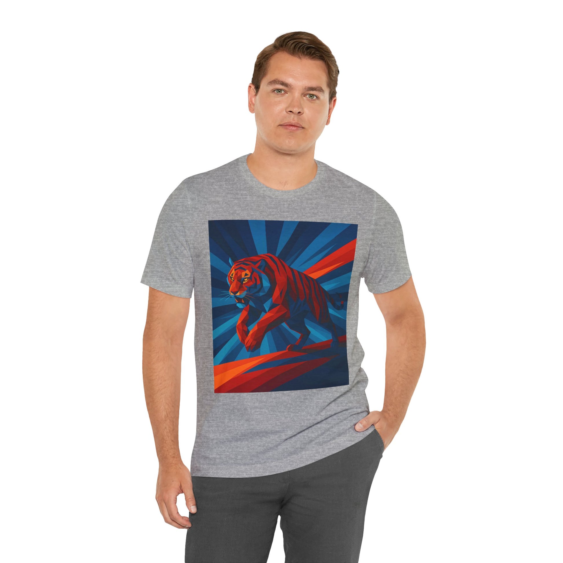 Geometric Tiger T-Shirt – Bold Jungle Animal Tee in Abstract Style - WhimSpin - https://whimspin.com