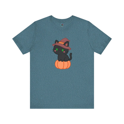 Halloween Cat Shirt – Cute Cat on a Pumpkin Graphic Tee