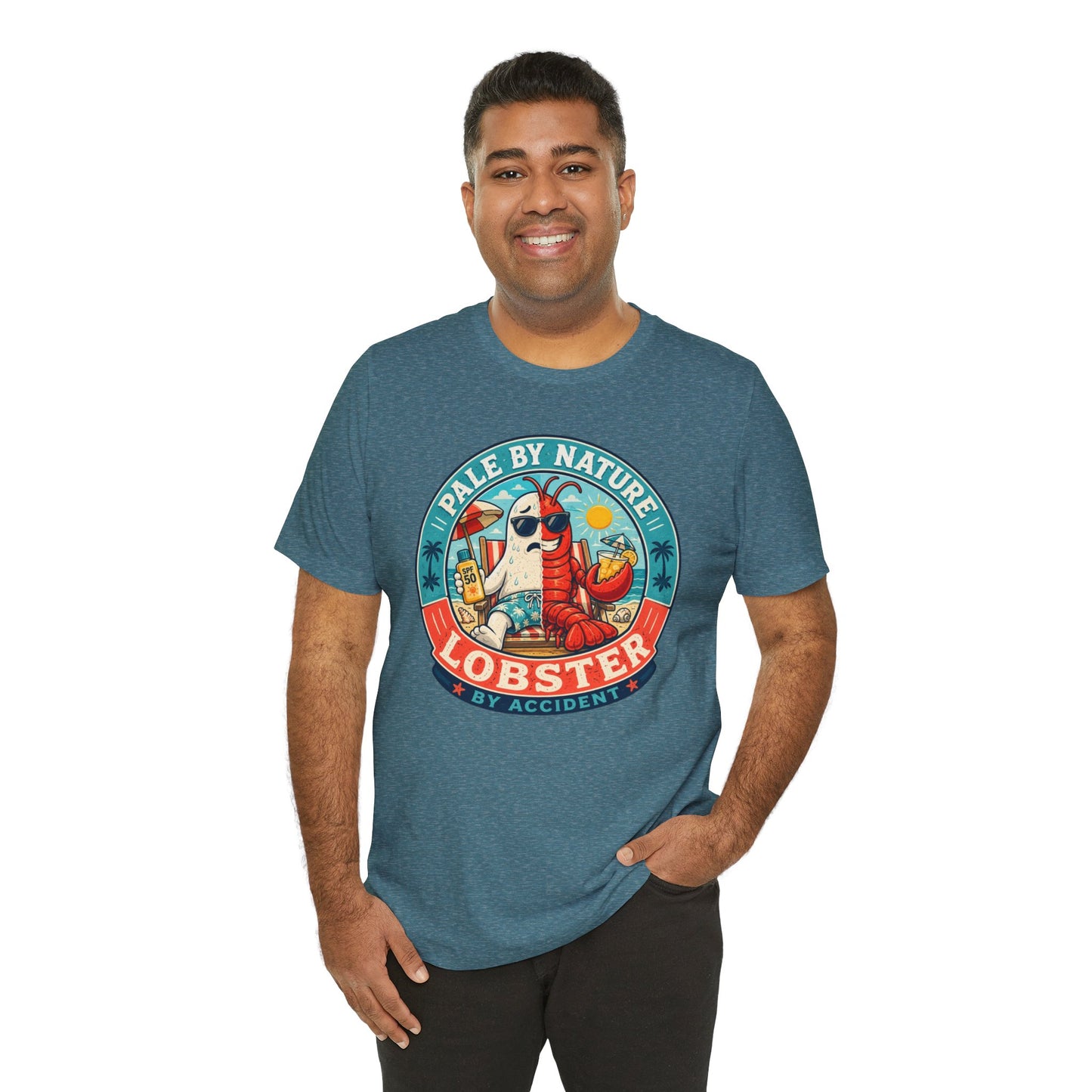 Pale by Nature Lobster by Accident T-Shirt – Funny Sunburn Summer Graphic Tee