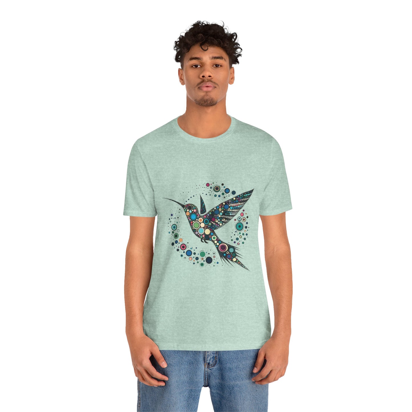 Hummingbird Dot Art T-Shirt – Colorful Nature-Inspired Graphic Tee