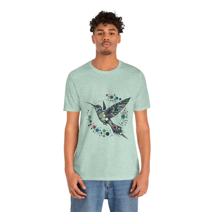 Hummingbird Dot Art T-Shirt – Colorful Nature-Inspired Graphic Tee