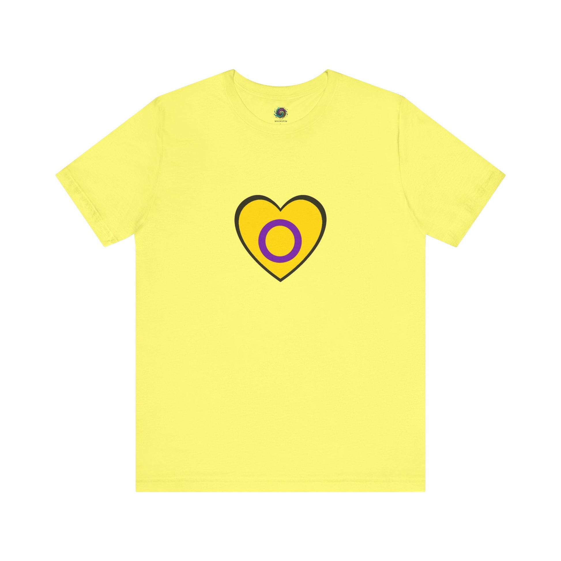 Intersex Pride Flag Heart T-Shirt – Minimalist LGBTQ+ Support Tee - WhimSpin - https://whimspin.com
