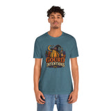 Heather deep teal crewneck t-shirt with front “Gourd Intentions” pumpkin graphic