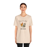Light beige chicken graphic T-shirt with egg-crate image, 'Organic free-Range' and 'CRACK DEALER'