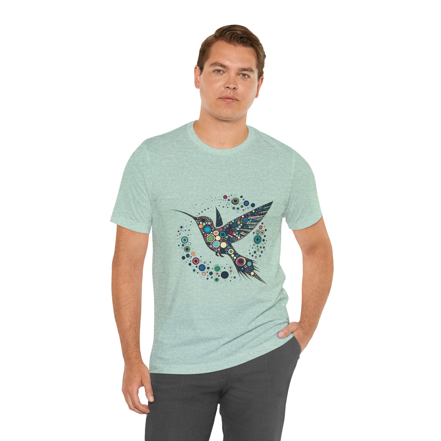 Hummingbird Dot Art T-Shirt – Colorful Nature-Inspired Graphic Tee