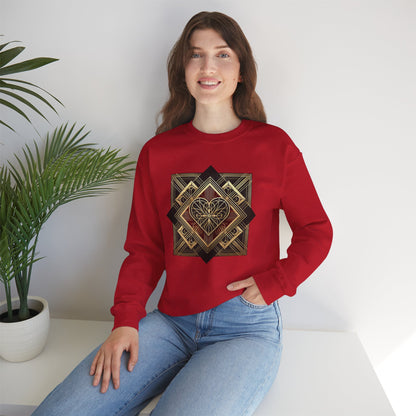 Art Deco Heart Sweatshirt – Romantic Valentine's Day Pullover