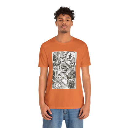 Haunted Hallways T-Shirt – Escher-Inspired Halloween Graphic Tee