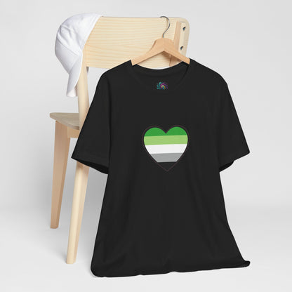 Aromantic Pride Heart T-Shirt – Minimalist Aro Flag LGBTQIA+ Tee