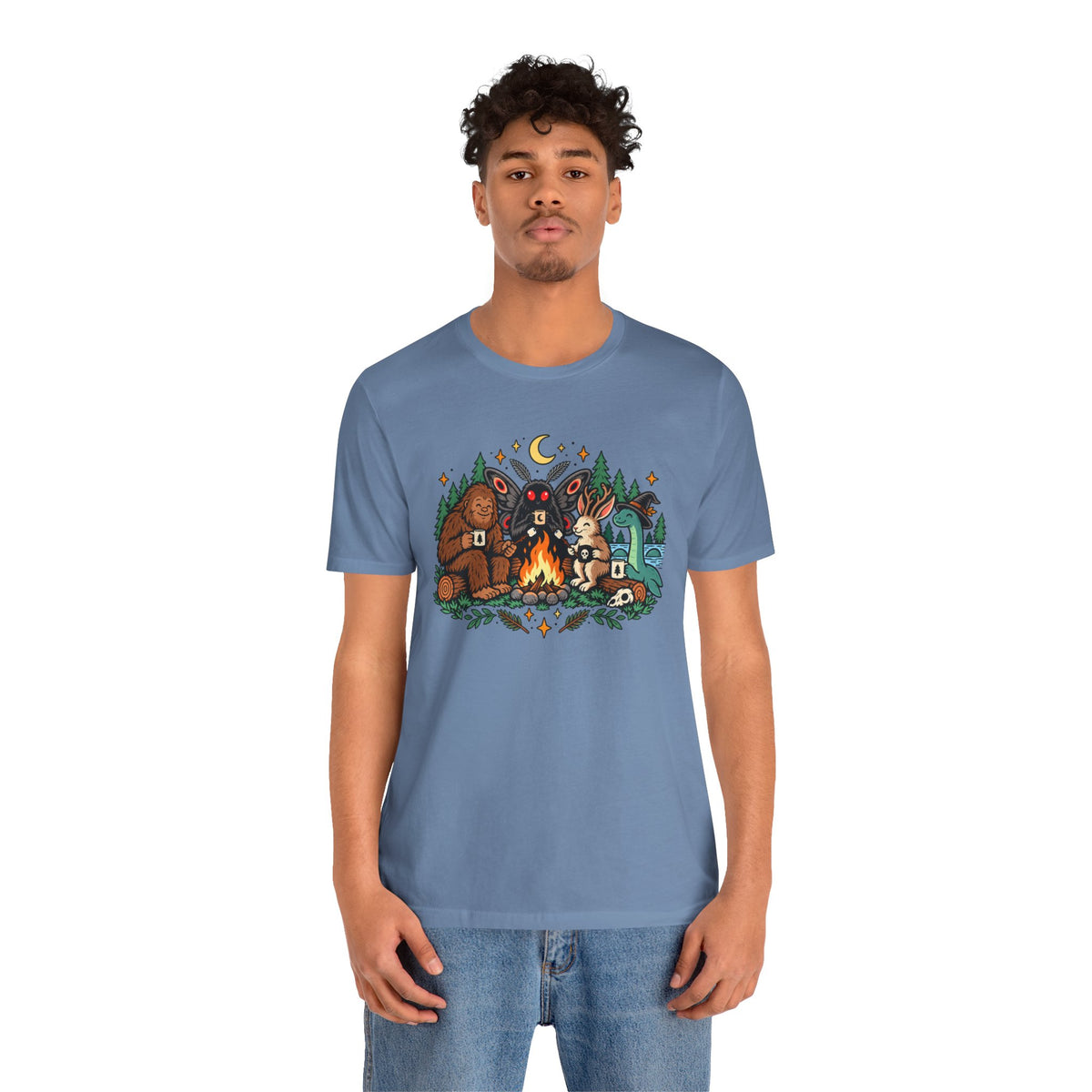 Cryptid Campfire T-Shirt – Bigfoot, Mothman & Nessie Tee
