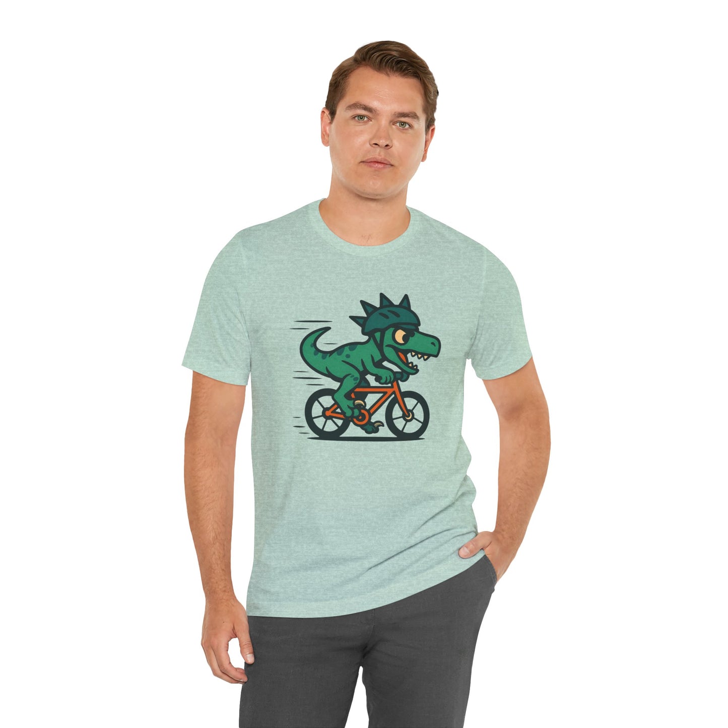 Velociraptor on a Bike T-Shirt – Funny Dino Velo Tee