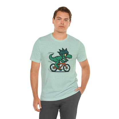 Velociraptor on a Bike T-Shirt – Funny Dino Velo Tee
