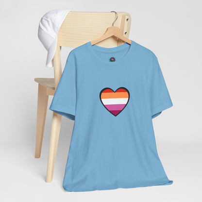 Lesbian Flag Heart T-Shirt – Bold LGBTQ+ Graphic Tee
