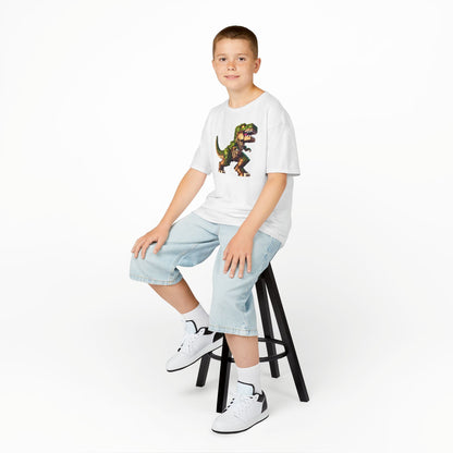 Pixel Dinosaur Kids T-Shirt – Retro Pixel T-Rex Gamer Tee