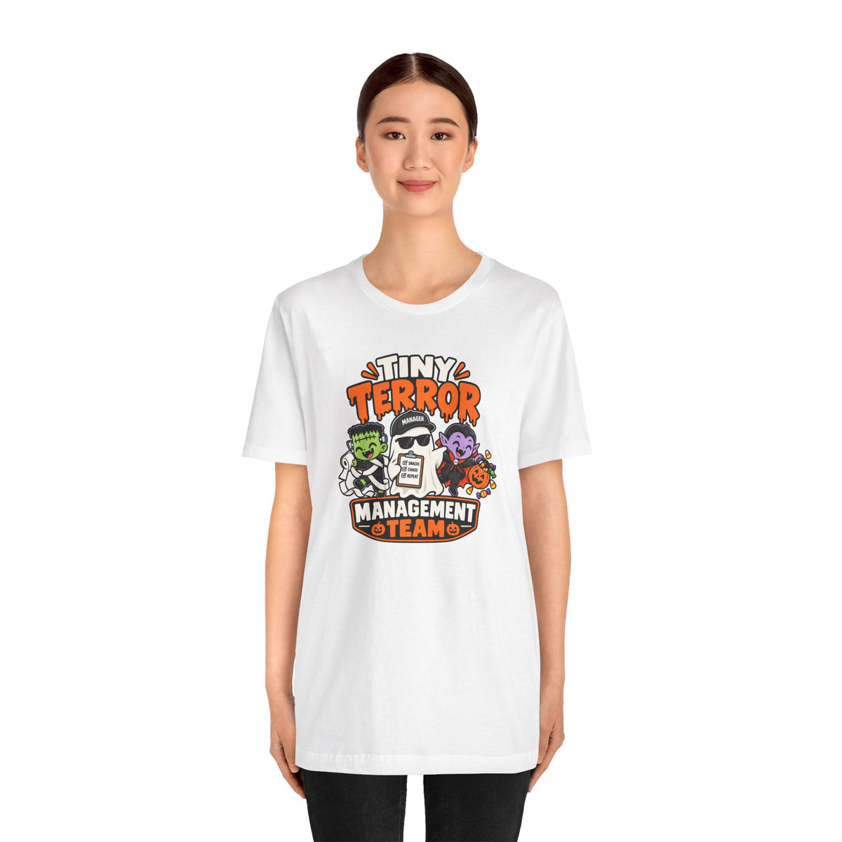 Tiny Terror Management Team T-Shirt – Funny Halloween Parent Tee