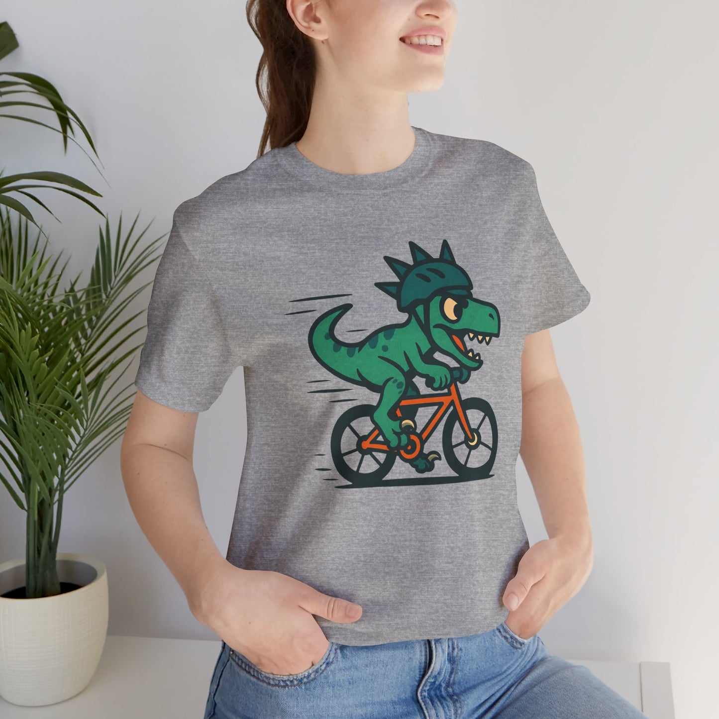 Velociraptor on a Bike T-Shirt – Funny Dino Velo Tee