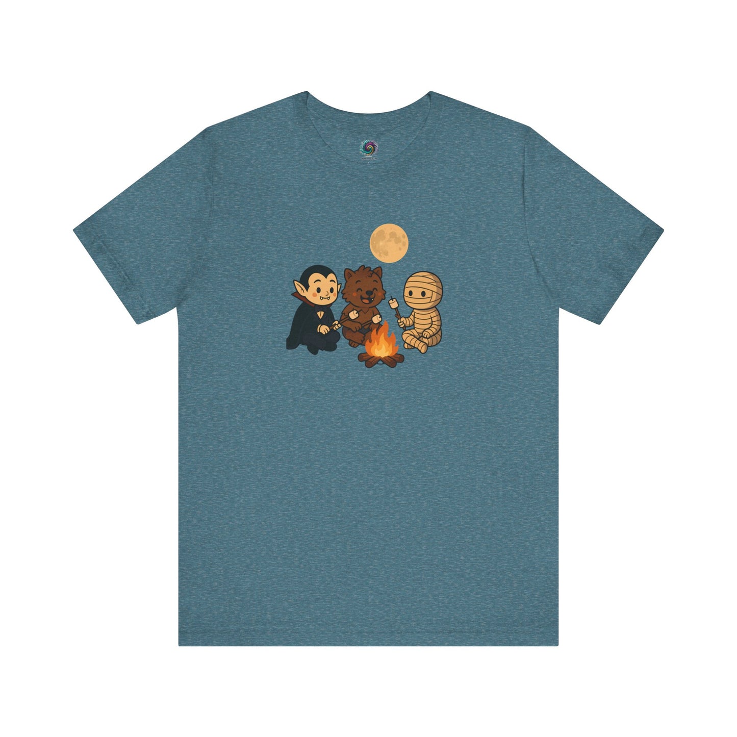Halloween Monsters Campfire T-Shirt – Cute Monster Shirt with Roasting Marshmallows