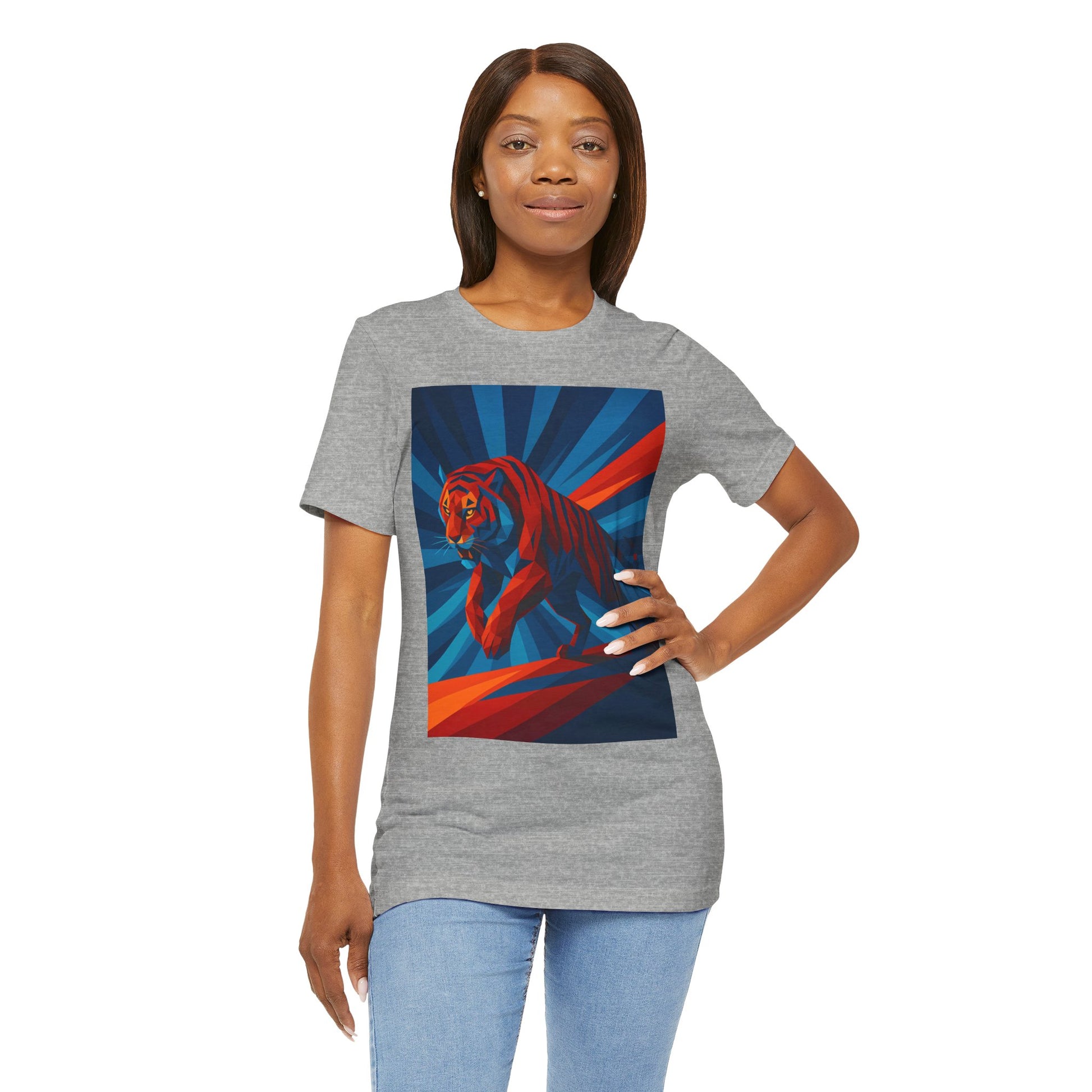 Geometric Tiger T-Shirt – Bold Jungle Animal Tee in Abstract Style - WhimSpin - https://whimspin.com