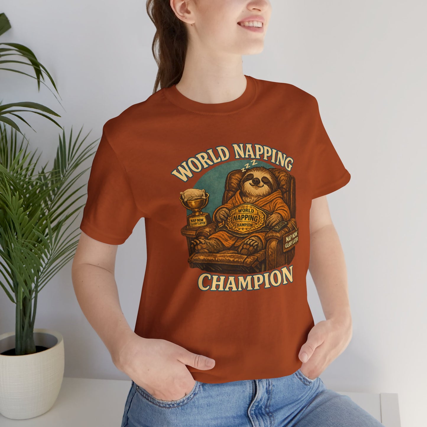 World Napping Champion T-Shirt – Funny Sloth Nap Tee