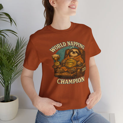 World Napping Champion T-Shirt – Funny Sloth Nap Tee