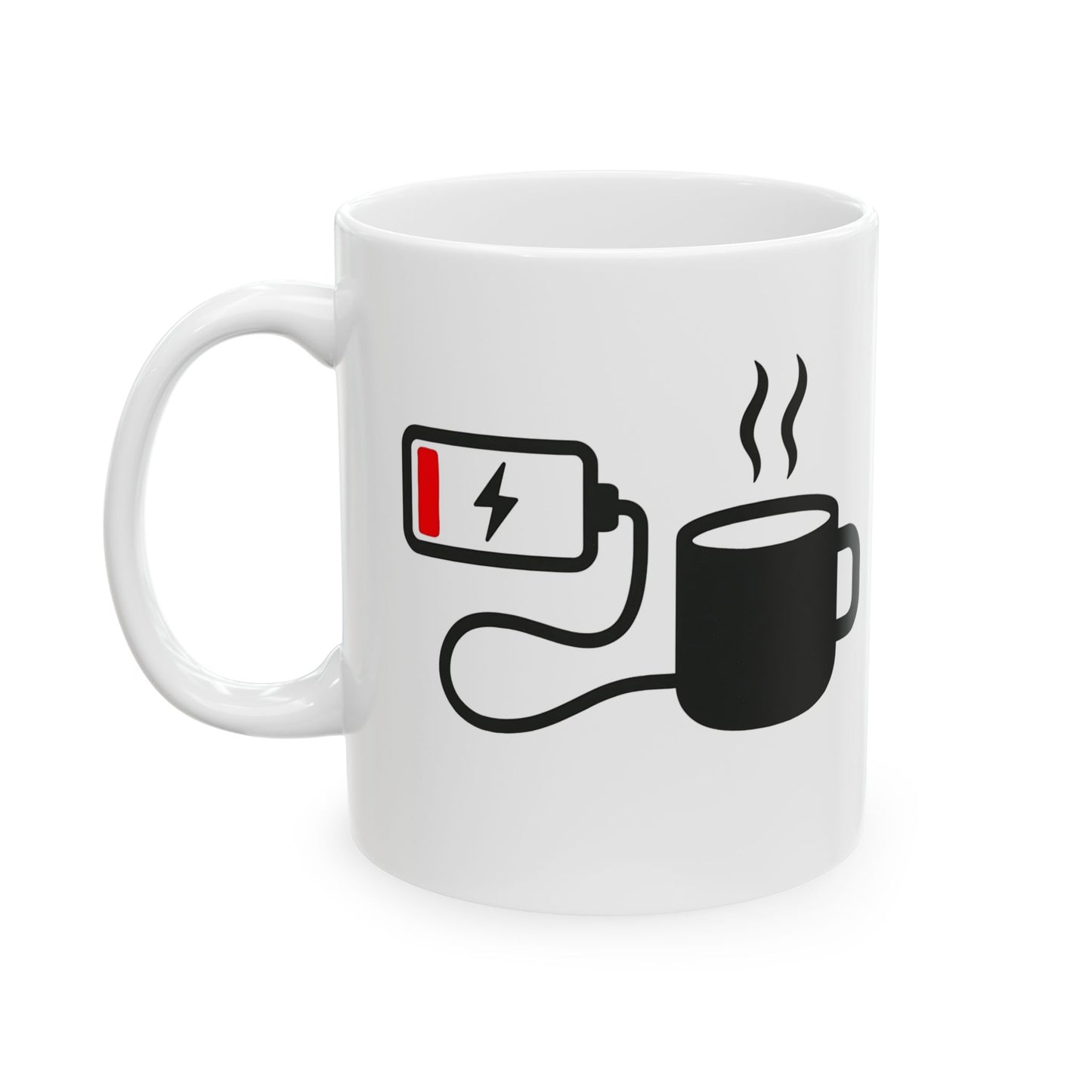 Low Battery Need Coffee Mug – Funny Ceramic Coffee Cup | 11oz & 15oz Sizes | Dishwasher & Microwave Safe - WhimSpin