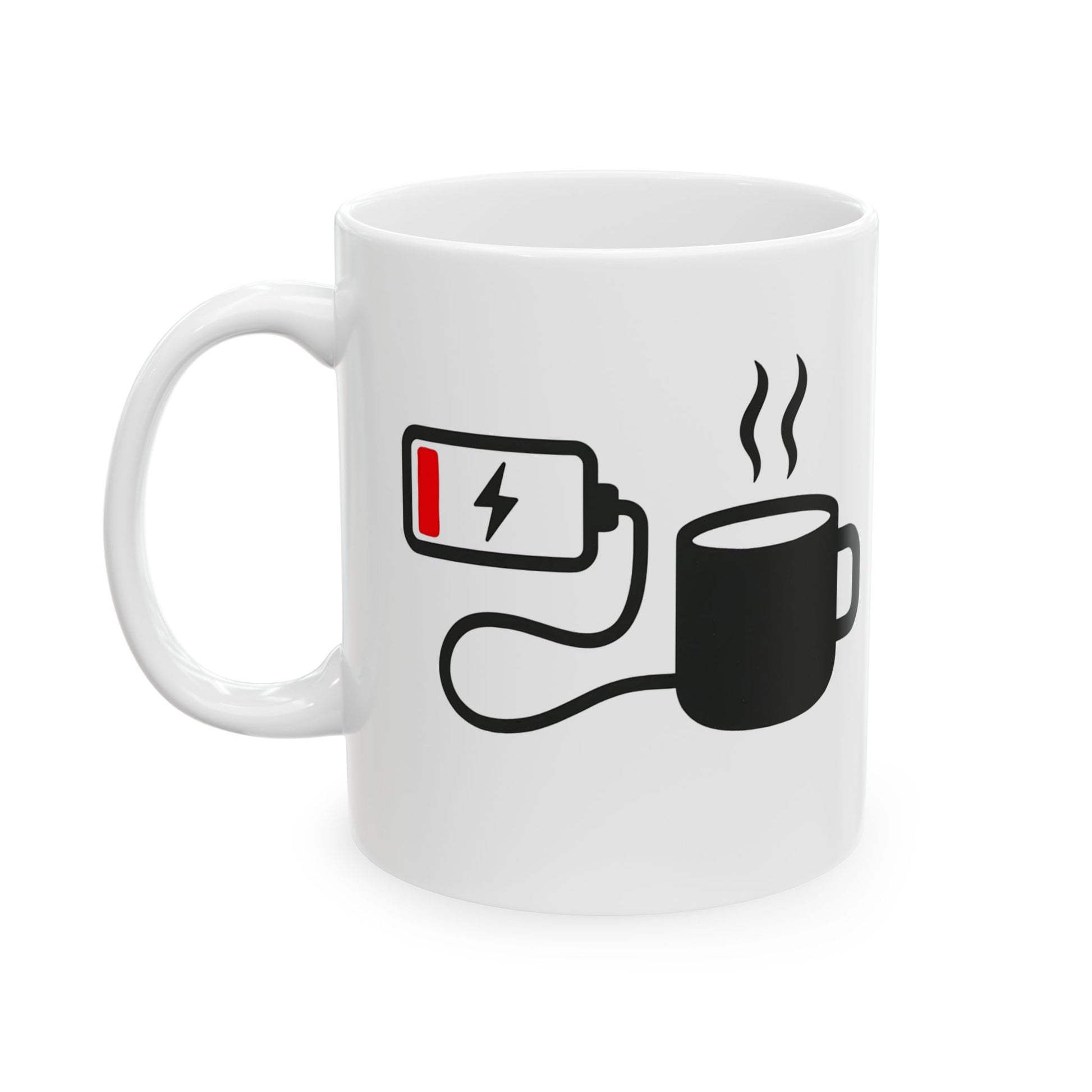 Low Battery Need Coffee Mug – Funny Ceramic Coffee Cup | 11oz & 15oz Sizes | Dishwasher & Microwave Safe - WhimSpin
