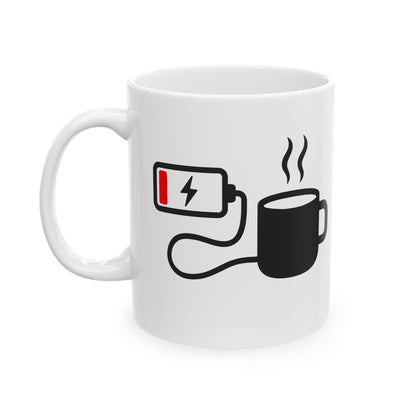 Low Battery Need Coffee Mug – Funny Ceramic Coffee Cup | 11oz & 15oz Sizes | Dishwasher & Microwave Safe - WhimSpin