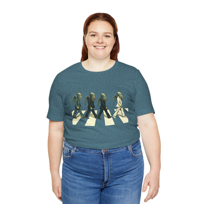 Cthulhu Crossing T-Shirt – Beatles Abbey Road Parody Tee | WhimSpin