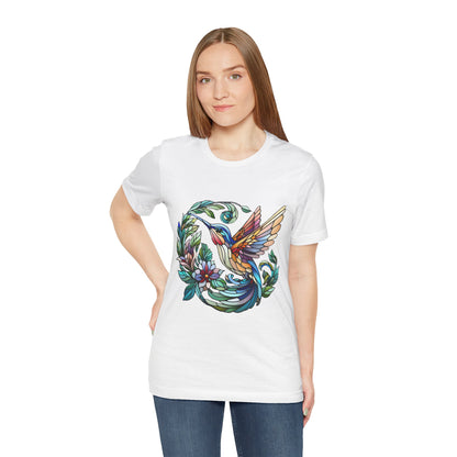 Stained Glass Hummingbird Tee – Vibrant Nature Shirt - WhimSpin - https://whimspin.com