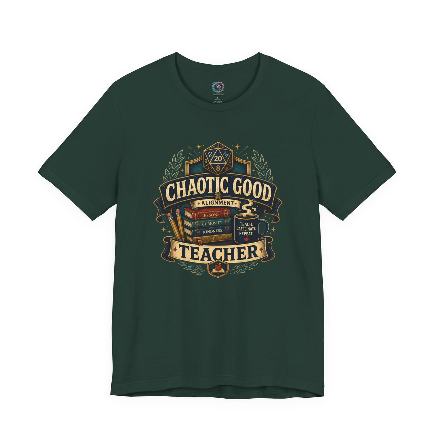 Chaotic Good Teacher T-Shirt – RPG Teacher Graphic Tee