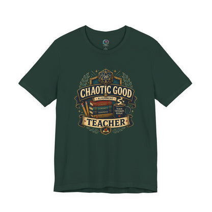 Chaotic Good Teacher T-Shirt – RPG Teacher Graphic Tee